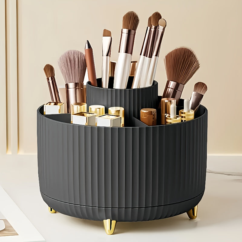 Nutshell 360 degree rotating makeup organizer in stylish black design for efficient bathroom storage