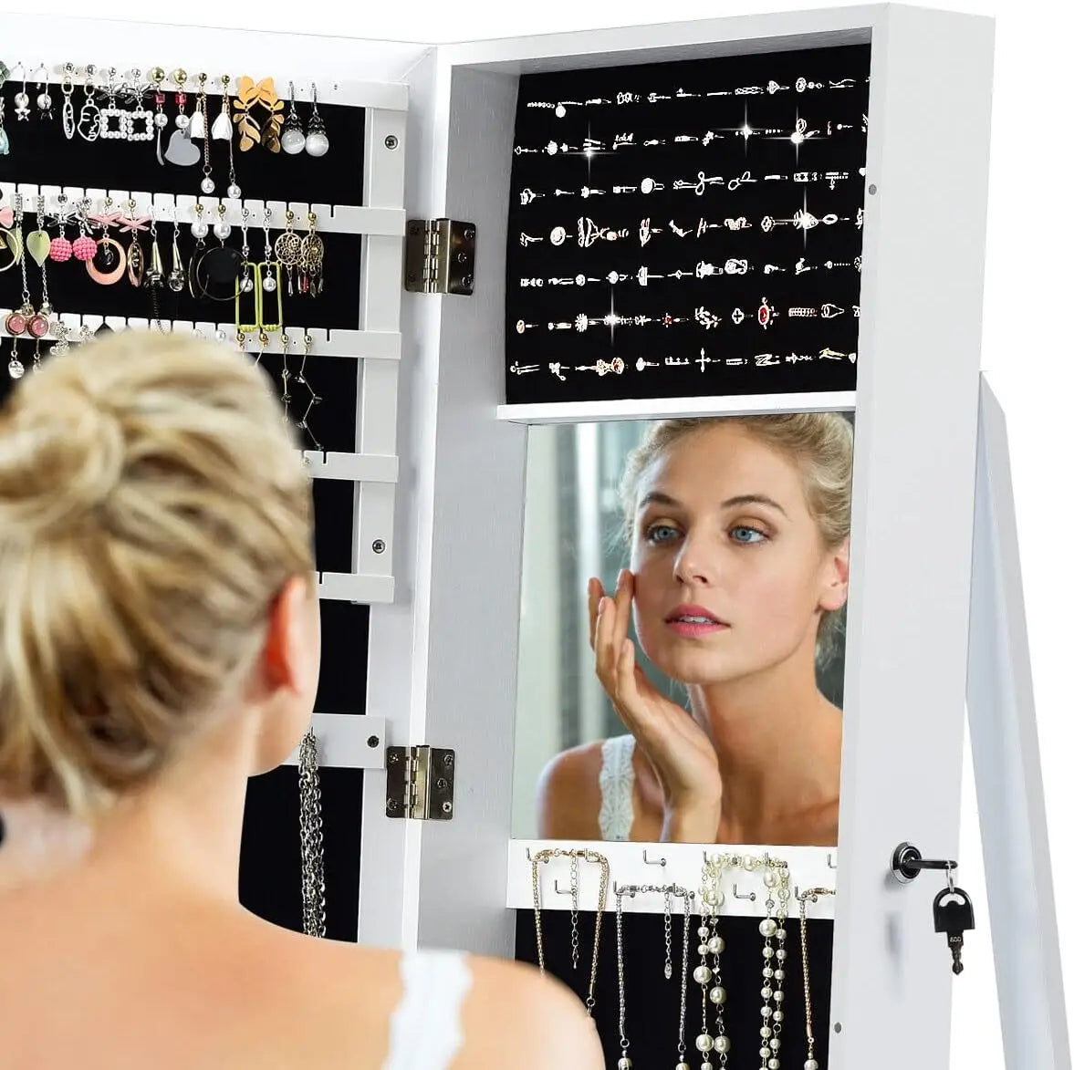 Full Length Mirror Jewelry Cabinet Organizer