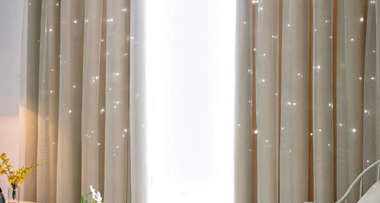 Double Layer Sheer Star Curtains - Blackout