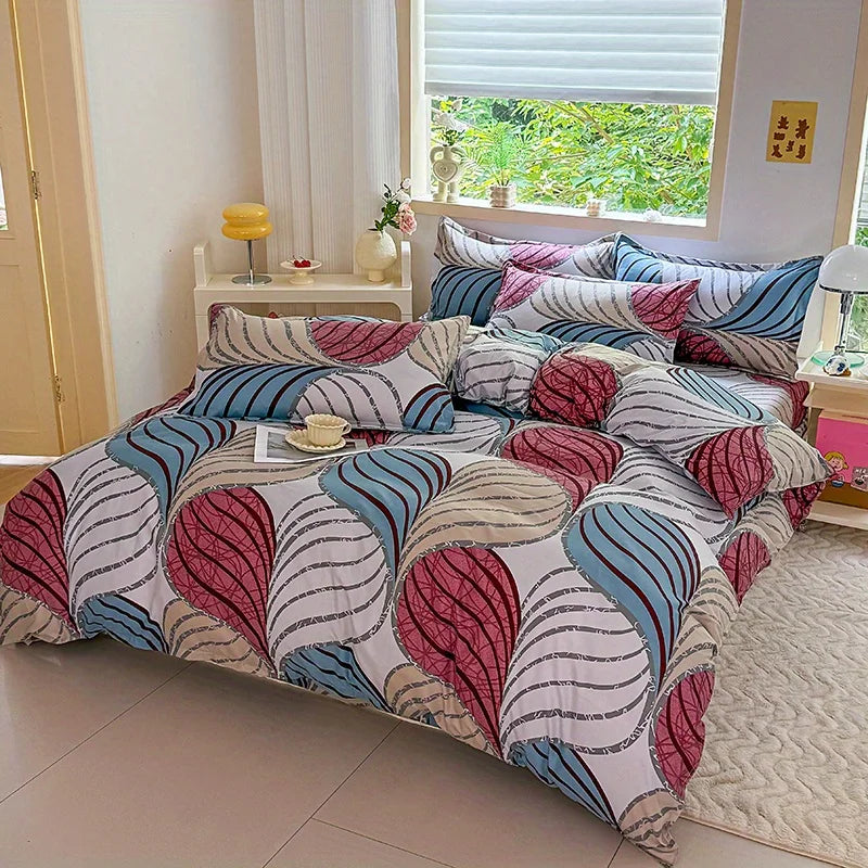 Nutshell all season duvet cover set with colorful leaf pattern on a cozy bedroom bed