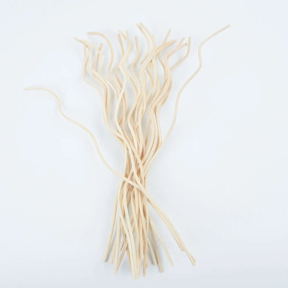 Nutshell aromatherapy wavy reed diffuser sticks in natural wood color bundle on white background