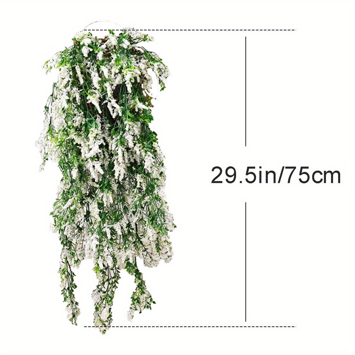 Artificial lavender hanging plants with cascading green leaves, measuring 29.5 inches in length