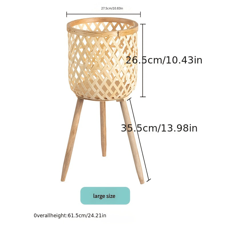 Bamboo Woven Flower Stand with legs in large size featuring a stylish design and measurements