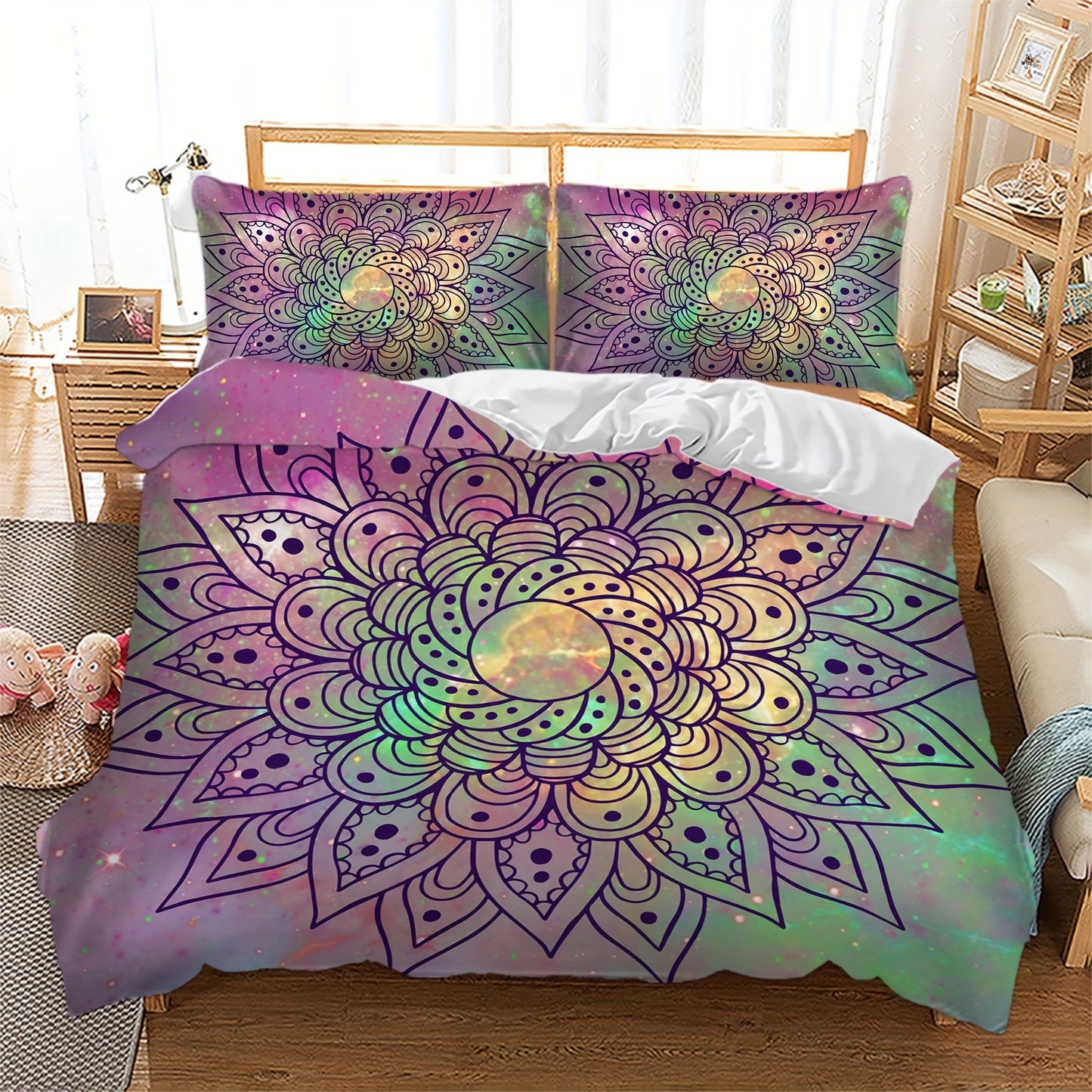 Nutshell bohemian mandala quilt cover set with vibrant colors and intricate design for stylish bedrooms