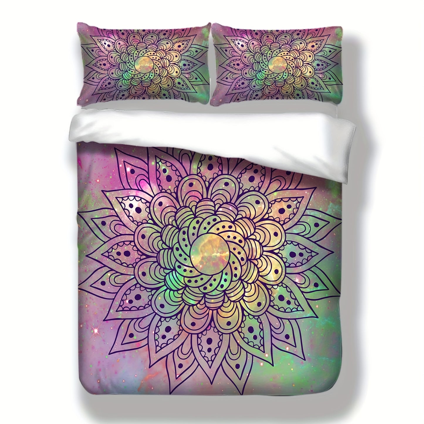 Nutshell Bohemian Mandala Quilt Cover Set with Decorative Pillowcases in Vibrant Colors