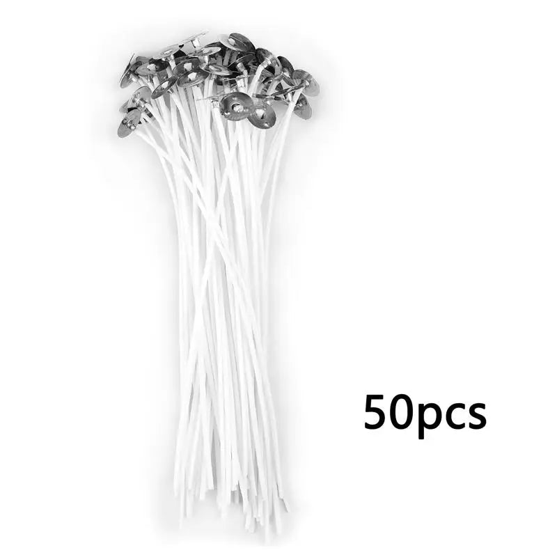 Nutshell 50pcs pre-waxed candle wicks with metal sustainers for candle making