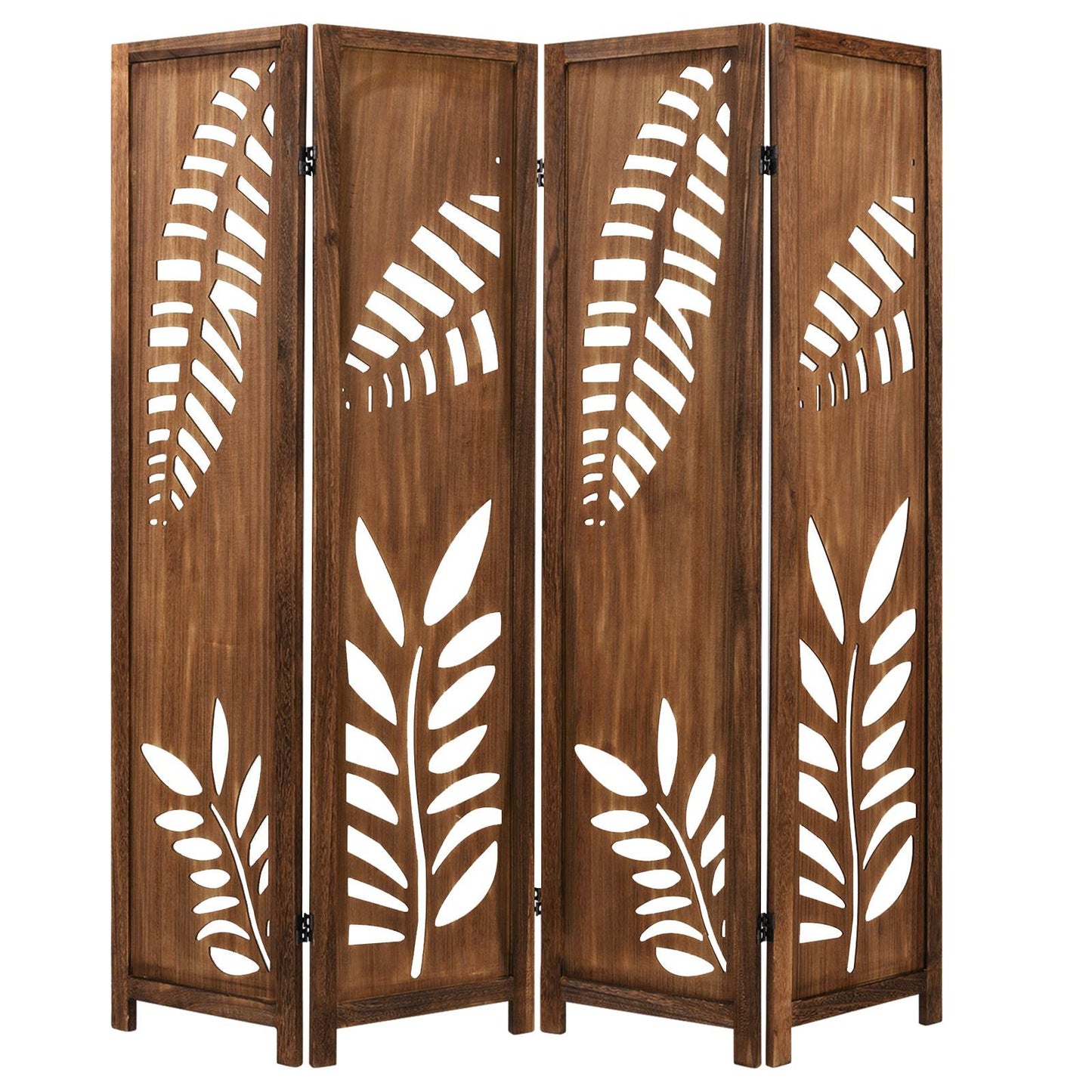 Nutshell wooden partition with carved leaf pattern room partition design for decorative room separation