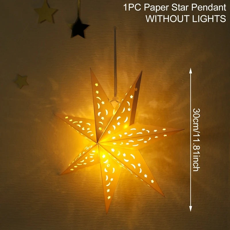 Christmas star paper lantern in a warm golden color, 30cm size, ideal for festive decorations