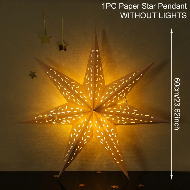 Nutshell Christmas star paper lantern in gold with intricate cutouts, perfect for festive decor