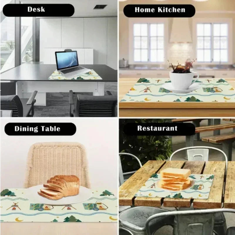 Christmas tree placemats set for elegant dining, suitable for home kitchen, dining table, and restaurant use