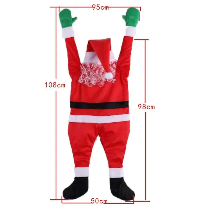 Climbing Santa Claus decoration with arms raised, perfect for festive holiday displays