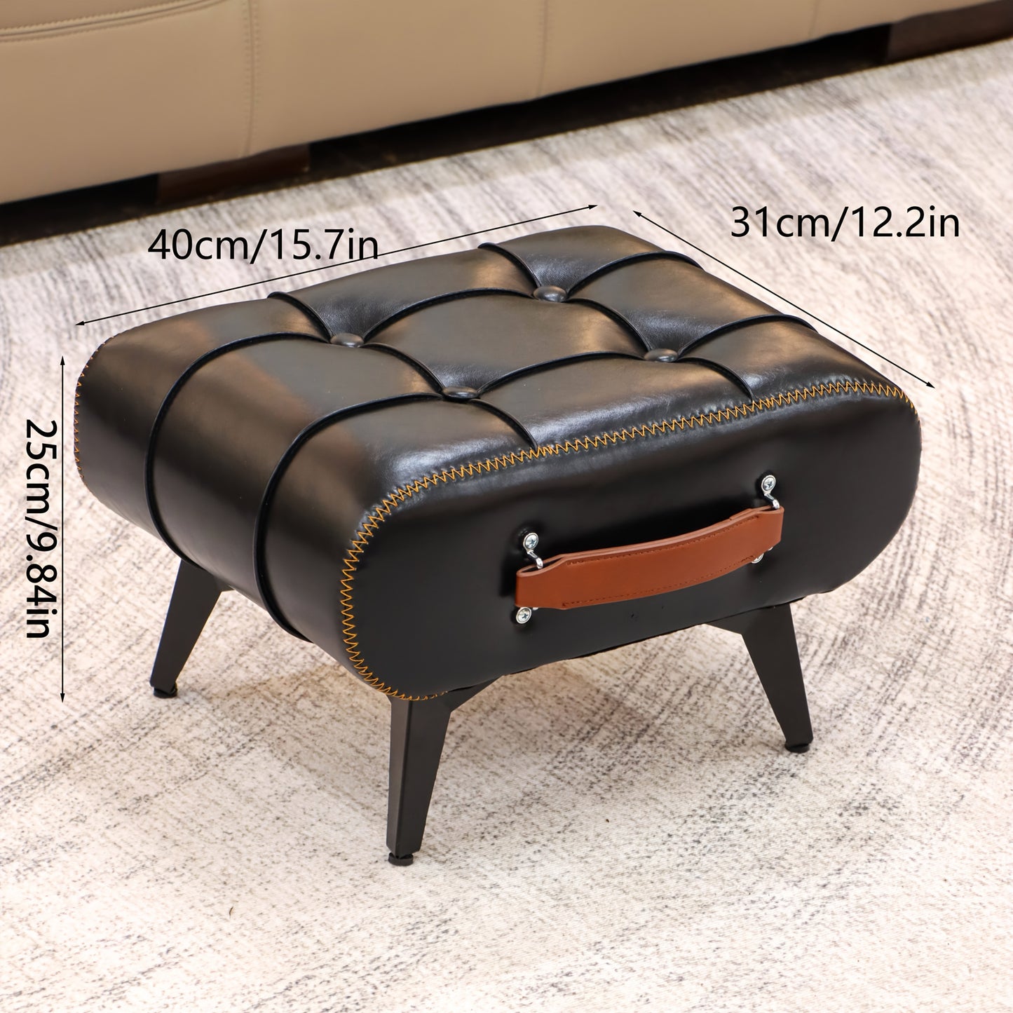 Nutshell comfortable faux leather footrest with a stylish design and convenient handle for home use