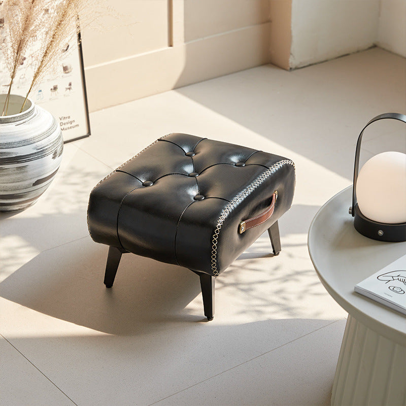 Nutshell comfortable faux leather footrest with stylish tufted design for modern living spaces