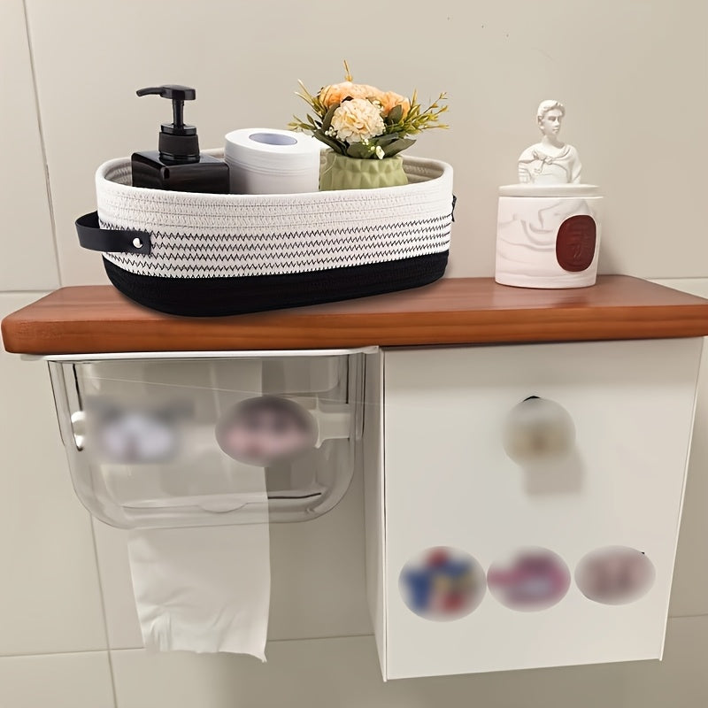Nutshell decorative storage basket on a shelf with flowers and toiletries for organized home decor