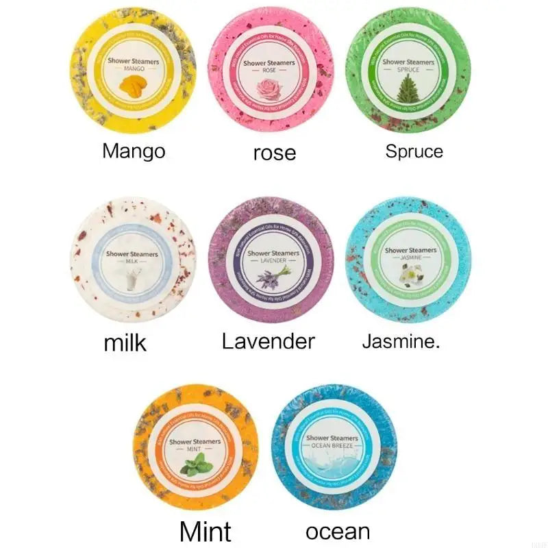 Nutshell essential oils shower steamers in mango rose spruce milk lavender jasmine mint and ocean scents
