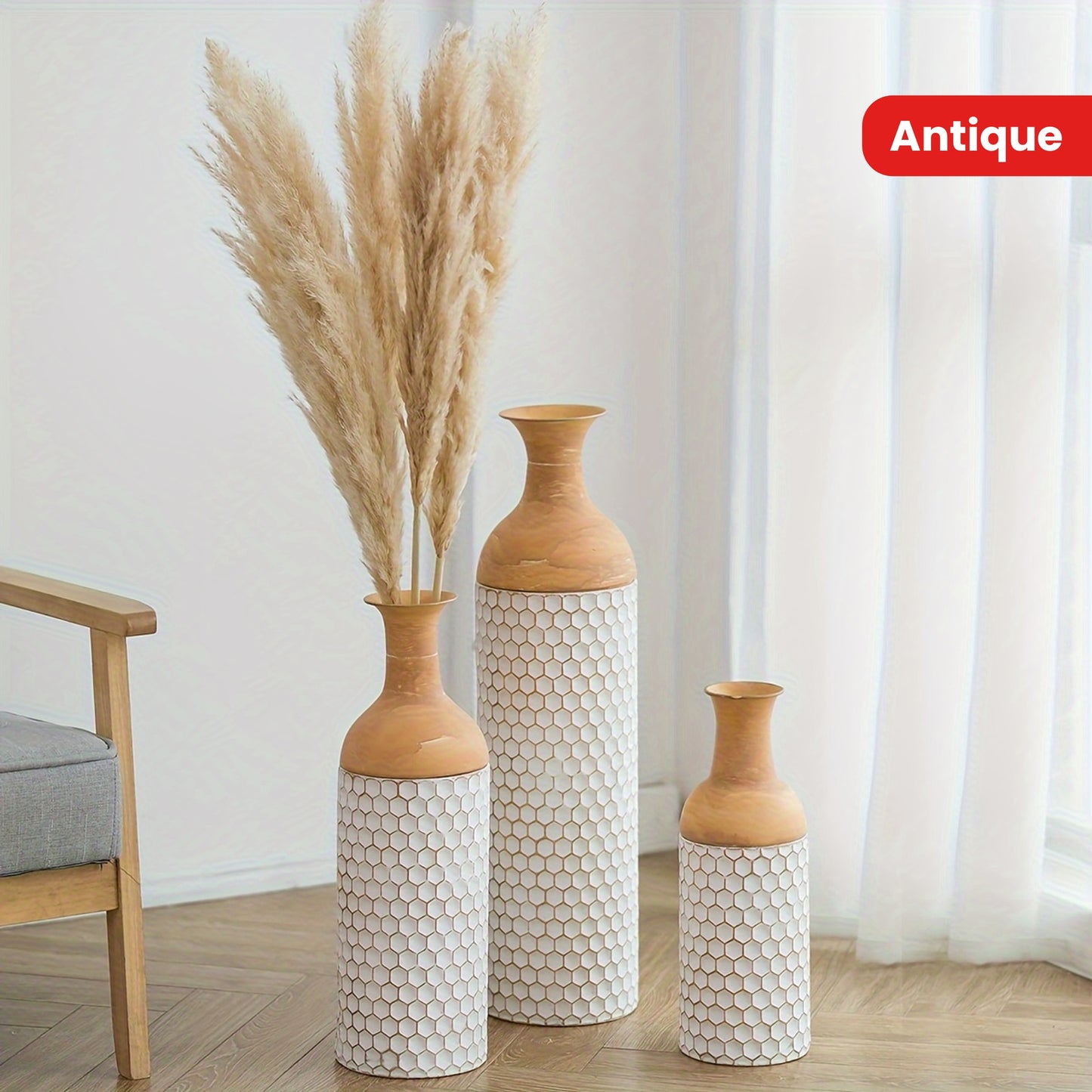 Nutshell extra large metal floor vases with a textured design, perfect for elegant home decor