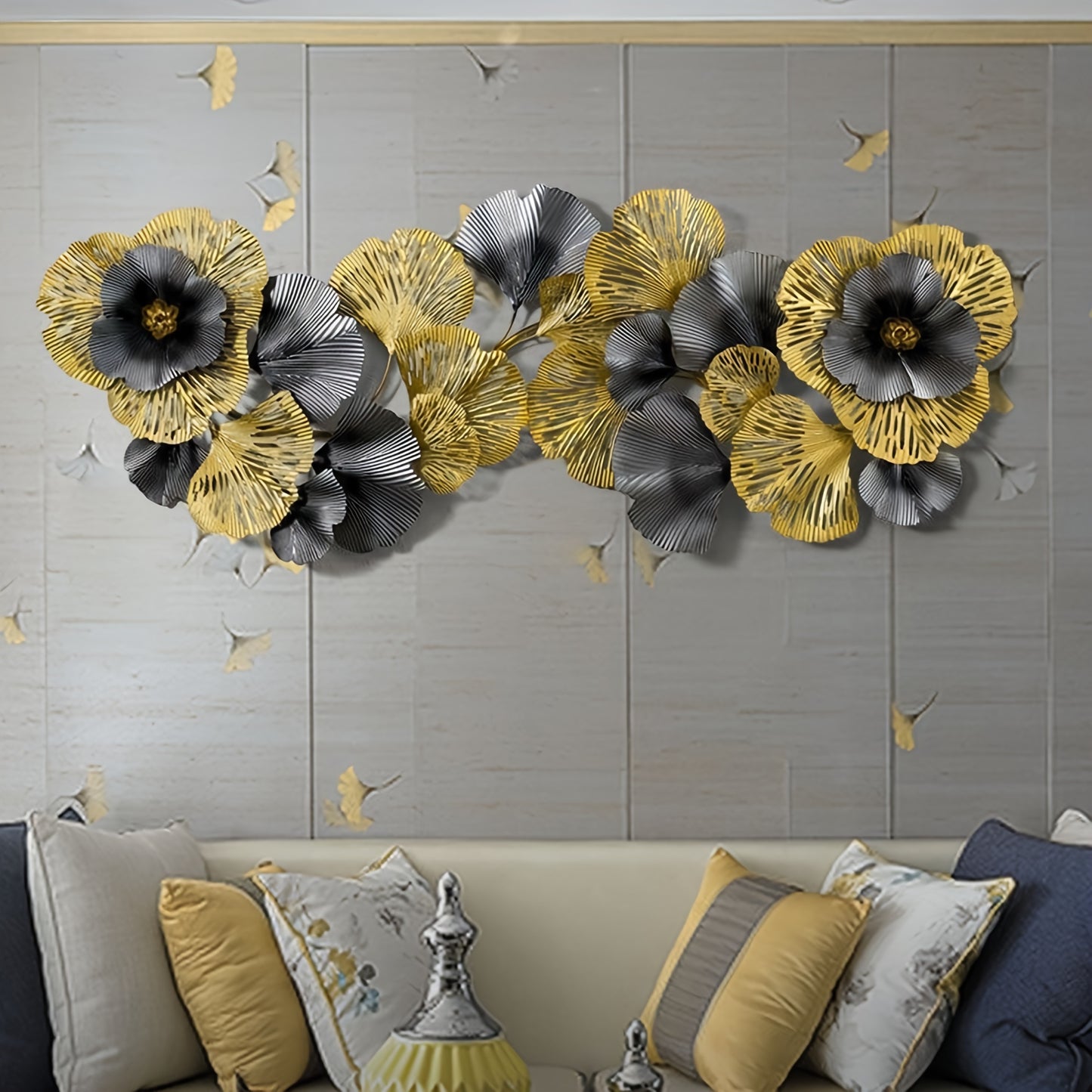 3D floral metal wall art featuring colorful flowers and leaves for elegant home decor