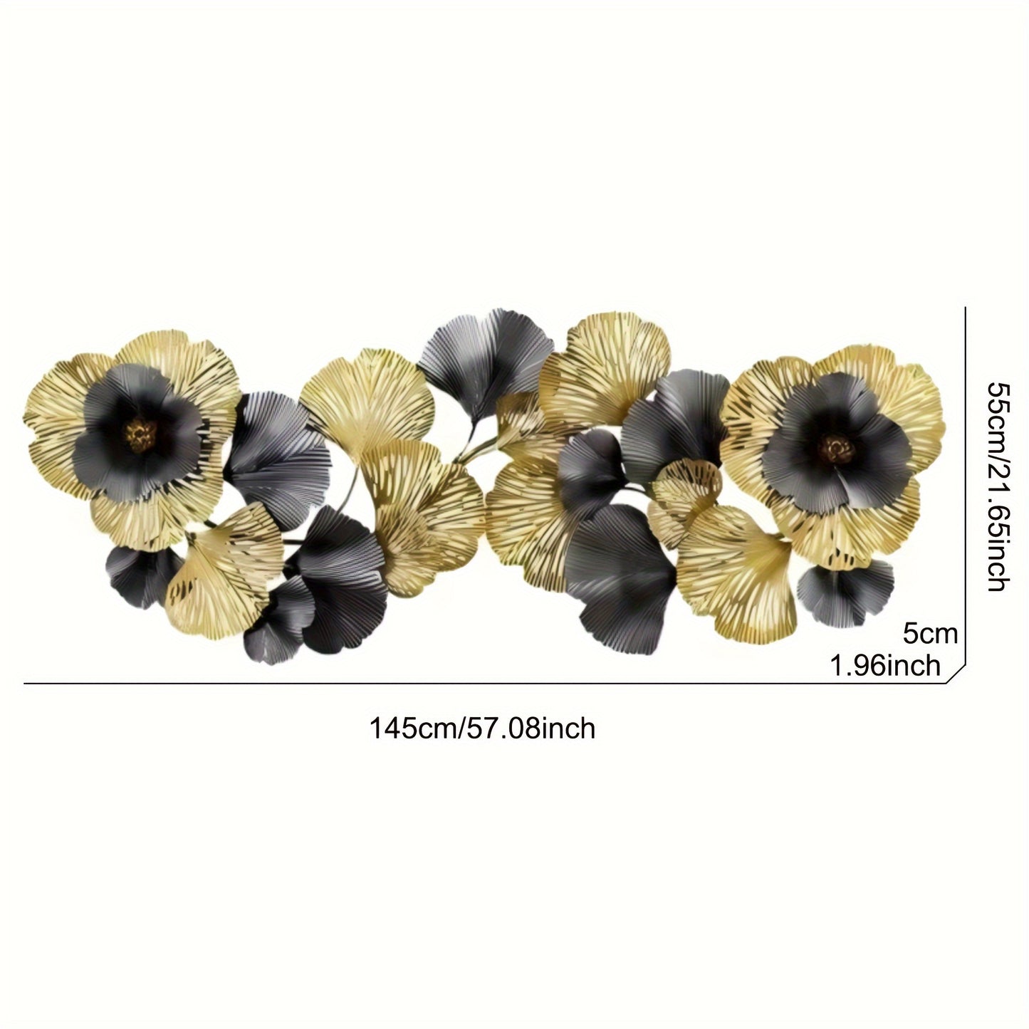 Nutshell 3D floral metal wall art in gold and black with intricate petal designs for elegant home decor