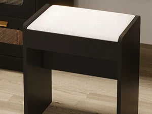 makeup vanity desk with lights and mirror compatible Nutshell dark wood vanity stool with white cushioned seat