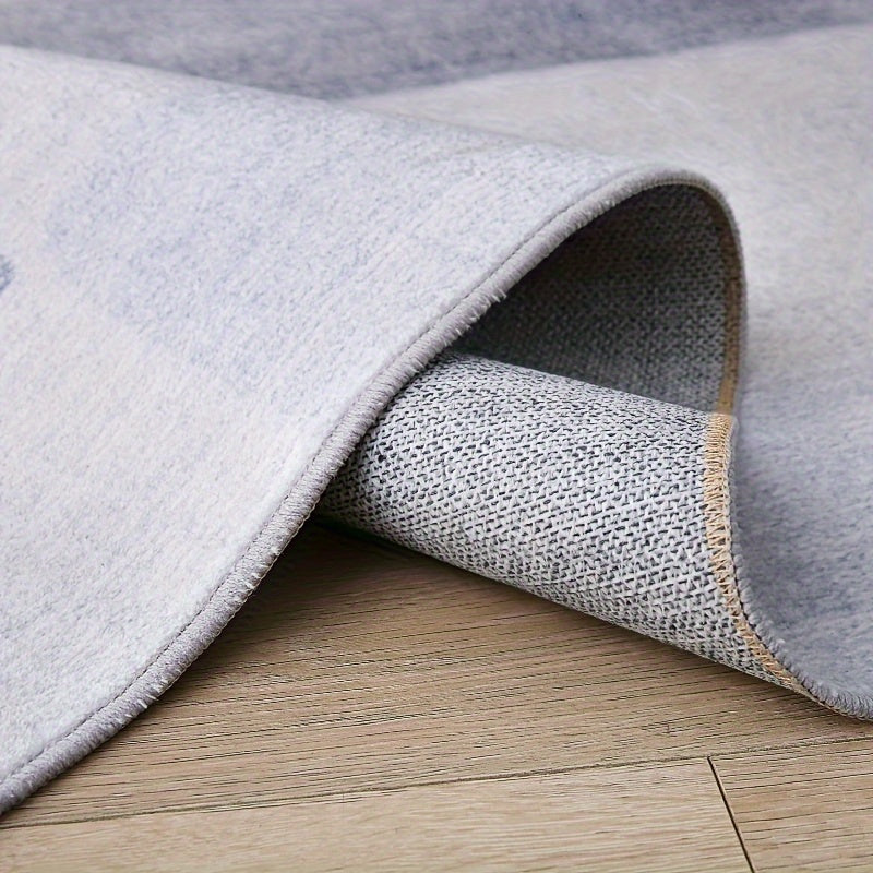 Soft grey hallway runner rug with a textured design, perfect for enhancing home decor