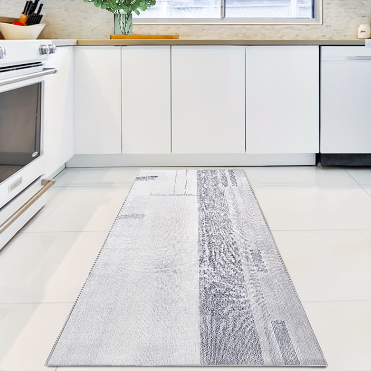 Nutshell grey hallway runner rug featuring a modern abstract design for stylish home decor