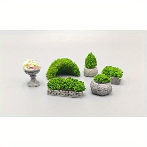 Handmade resin zen garden decor with miniature plants and decorative stone elements for relaxation
