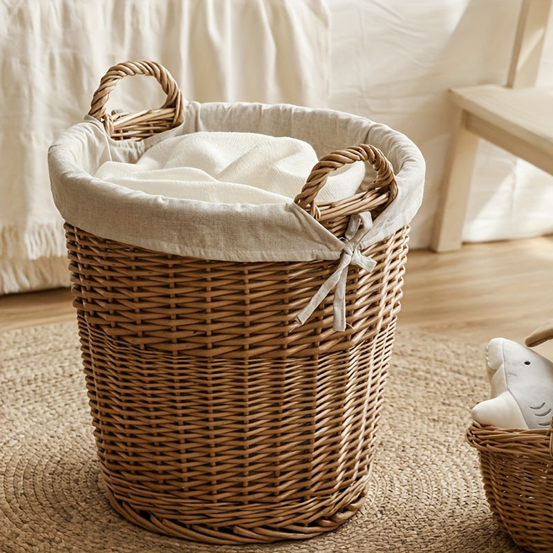 Nutshell Handmade Woven Basket with a Fabric Insert for Stylish Home Storage