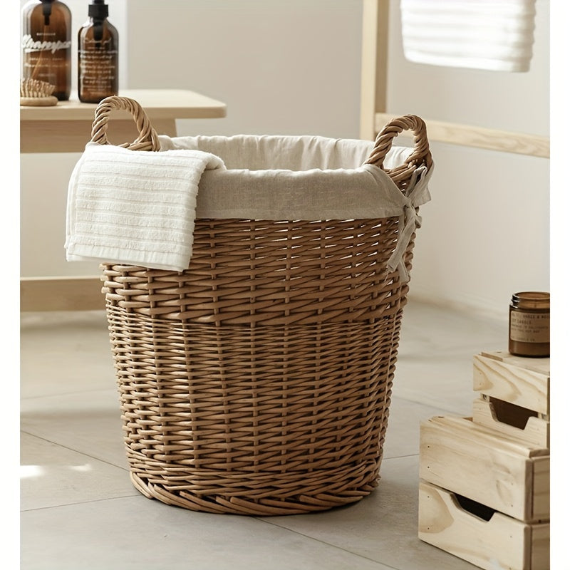 Handmade Woven Basket with a Fabric Insert for stylish storage and organization in any home