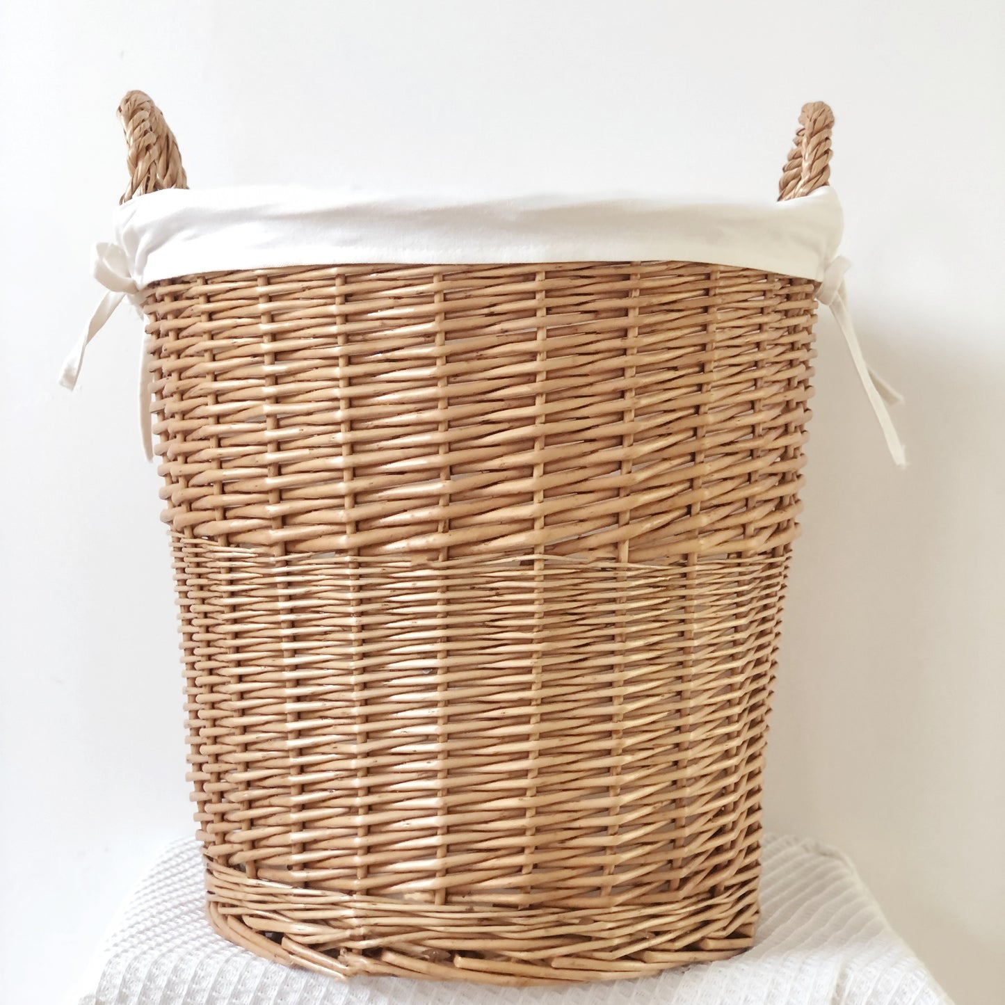 Handmade Woven Basket with a Fabric Insert, perfect for organizing and adding charm to any space