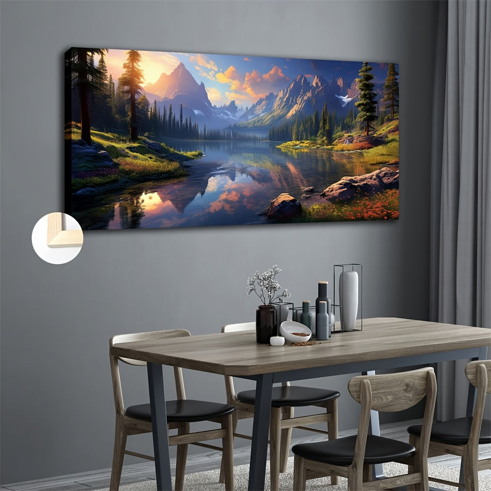 Beautiful landscape painting featuring High Mountains and Flowing Water, perfect for modern home decor.