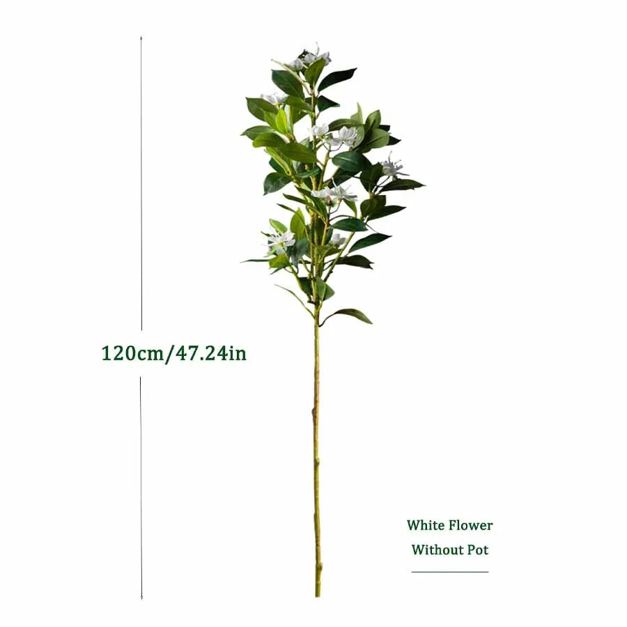Nutshell realistic artificial magnolia tree for living room 120cm single white flower stem without pot
