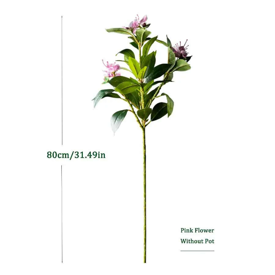 Nutshell realistic artificial magnolia tree for living room single 80cm pink flower stem faux plant without pot