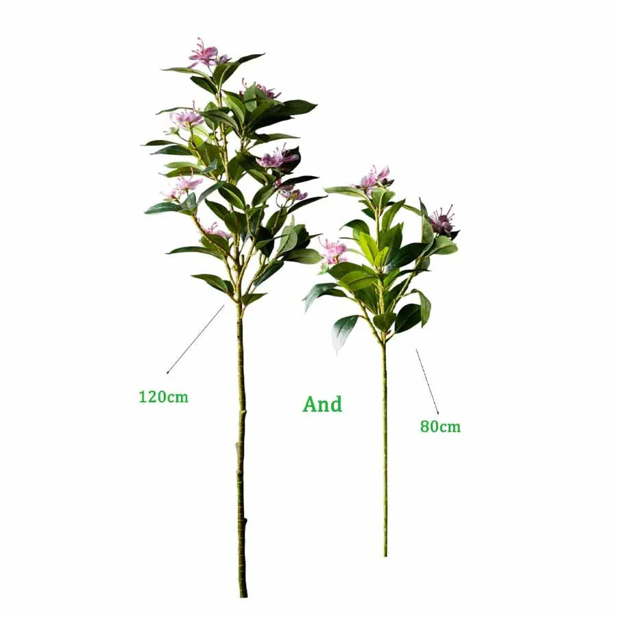 Nutshell faux plants realistic artificial magnolia tree for living room set of two stems 120cm and 80cm with pink blooms