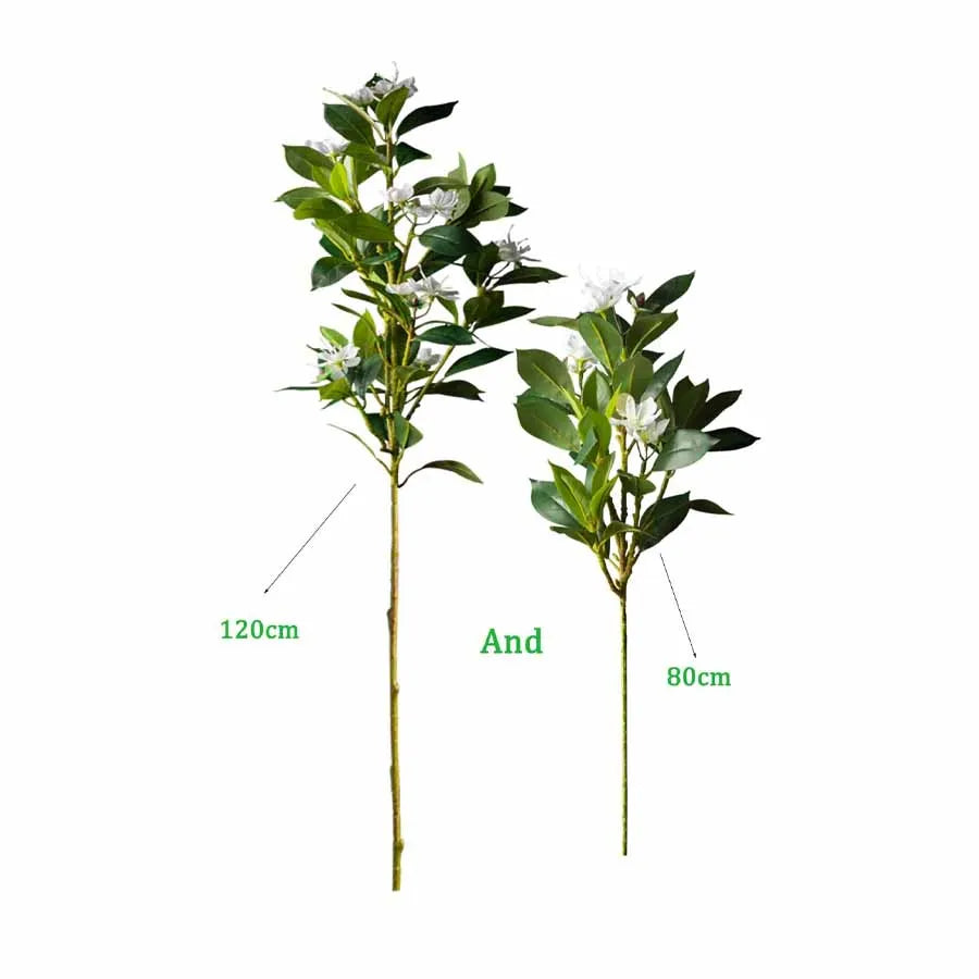 Nutshell faux plants realistic artificial magnolia tree for living room two stems with white blooms 120cm and 80cm