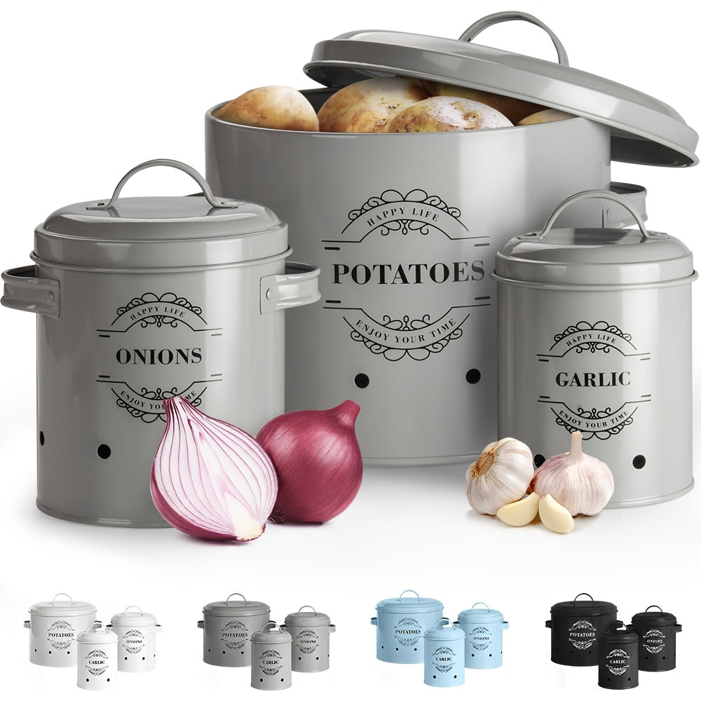 Nutshell kitchen organiser featuring stylish food storage solutions for onions, garlic, and potatoes