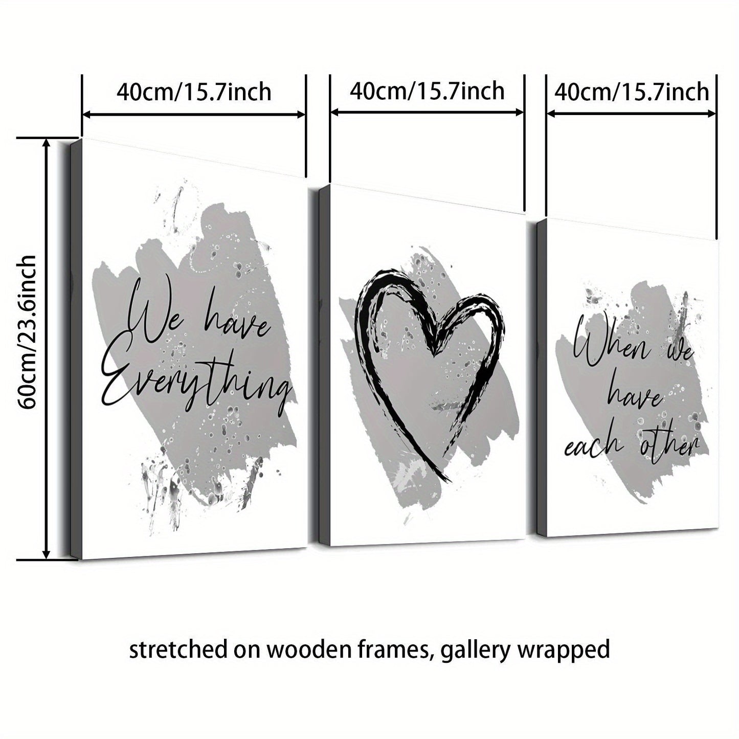 Inspirational quote posters in three-panel design, gallery wrapped on wooden frames, perfect for home decor