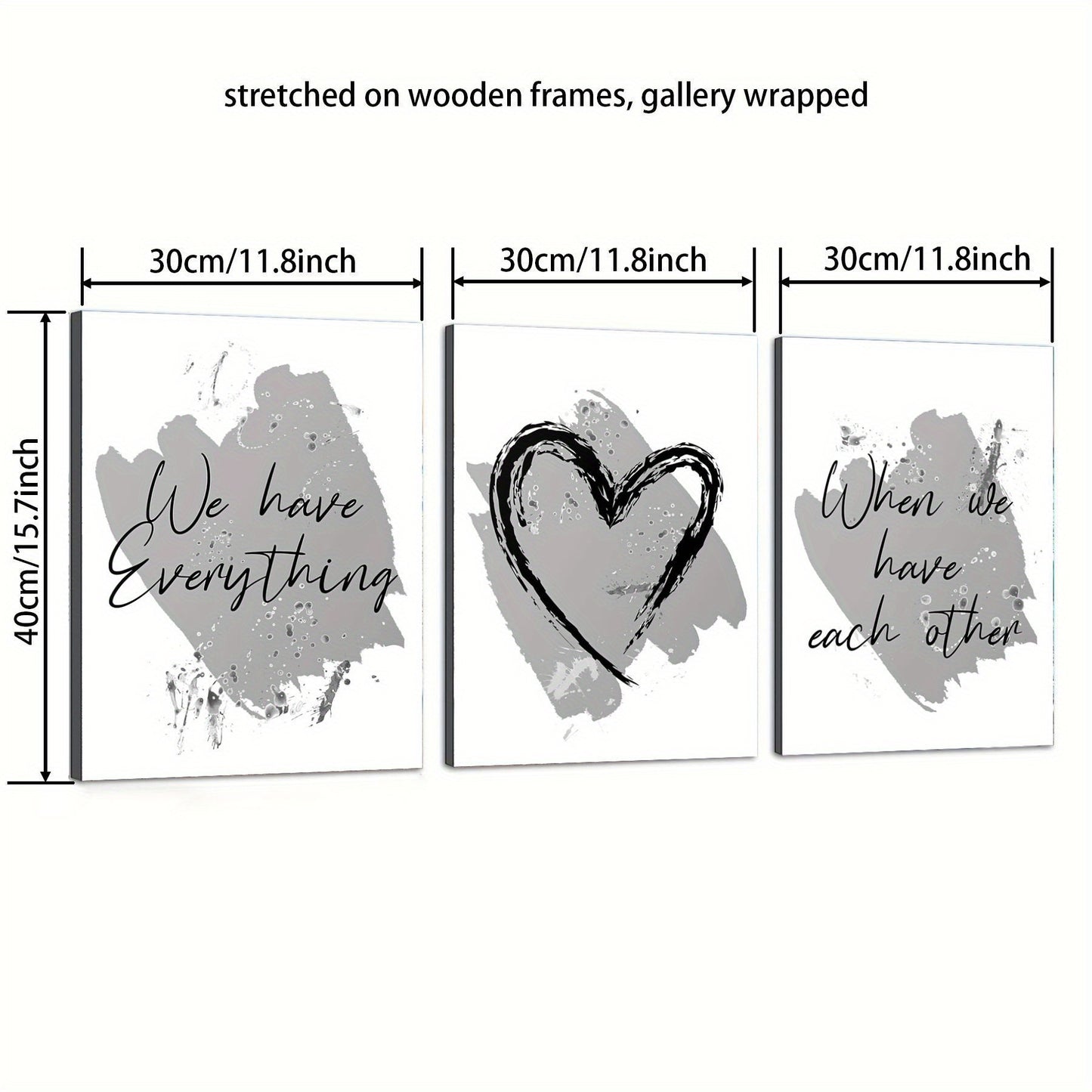 Set of three inspirational quote posters framed in wood with motivational messages and modern design