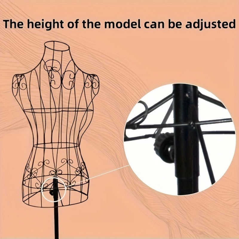 Adjustable Iron Female Mannequin with a detailed design and height customization feature