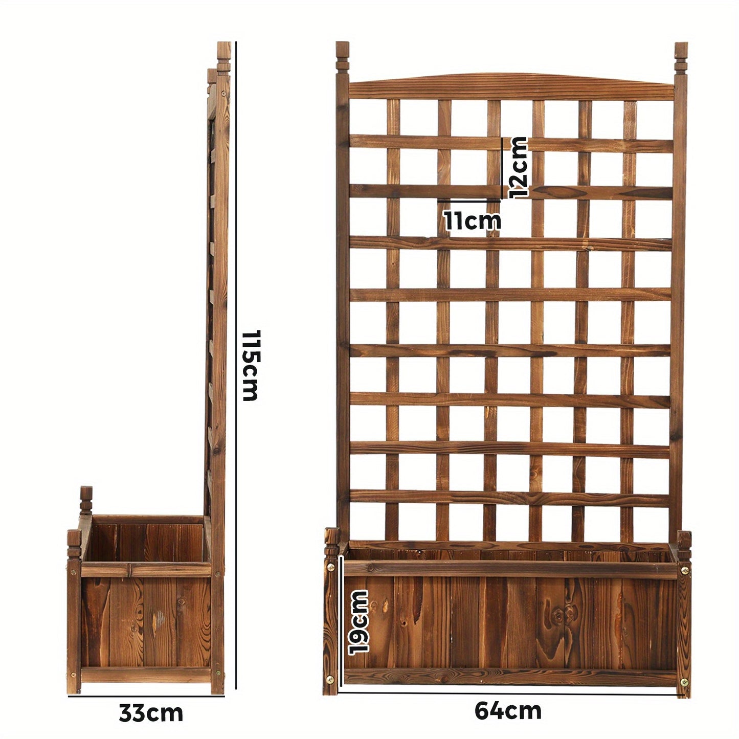 Raised Wooden Garden Bed with trellis design for climbing plants and vegetables