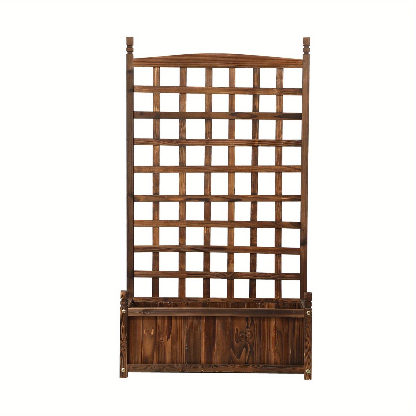 Nutshell Raised Wooden Garden Bed with Vertical Trellis for Climbing Plants and Vegetables
