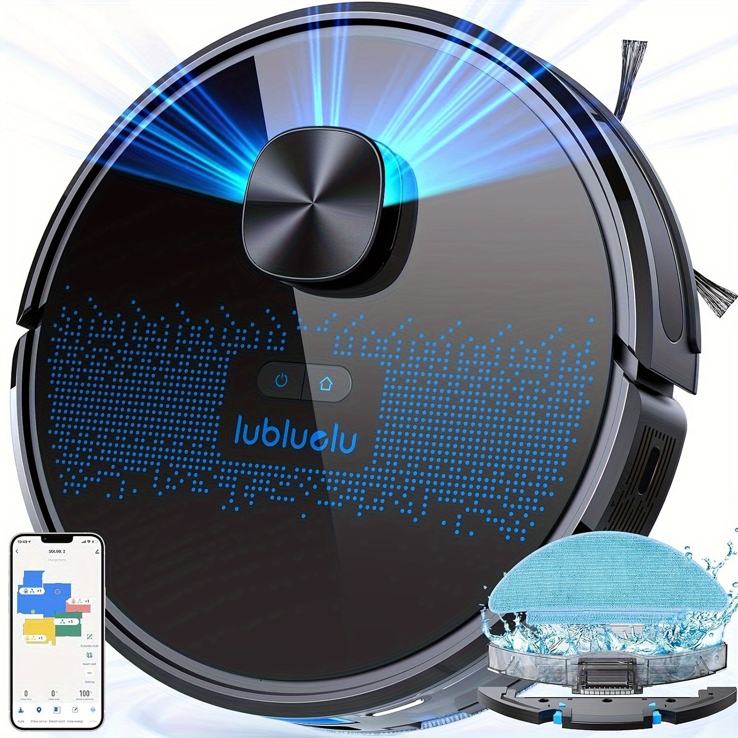 Nutshell robot vacuum and mop combo with smart mapping and blue water cleaning mop pad