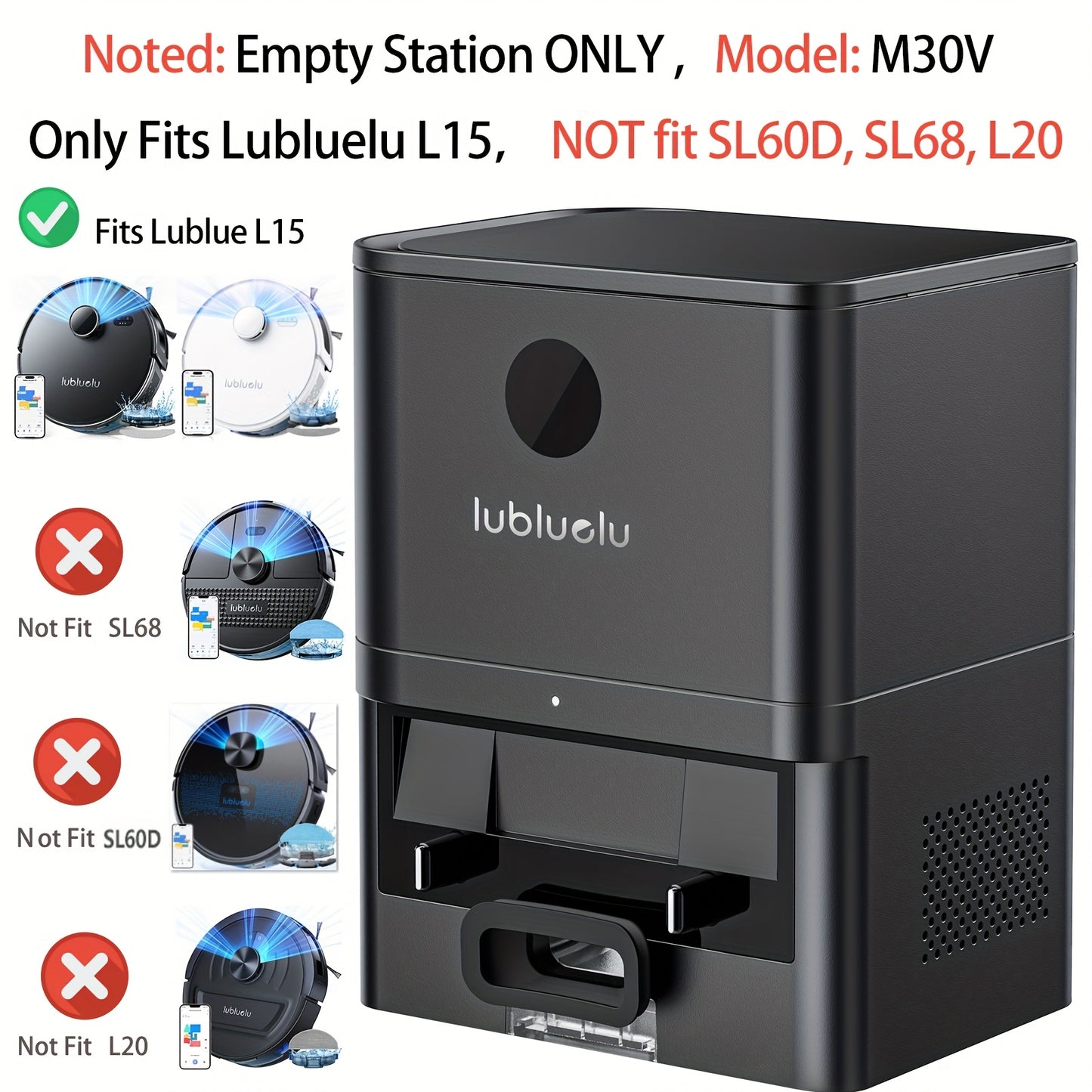 Nutshell robot vacuum and mop combo empty station compatible only with Lubluelu L15 model