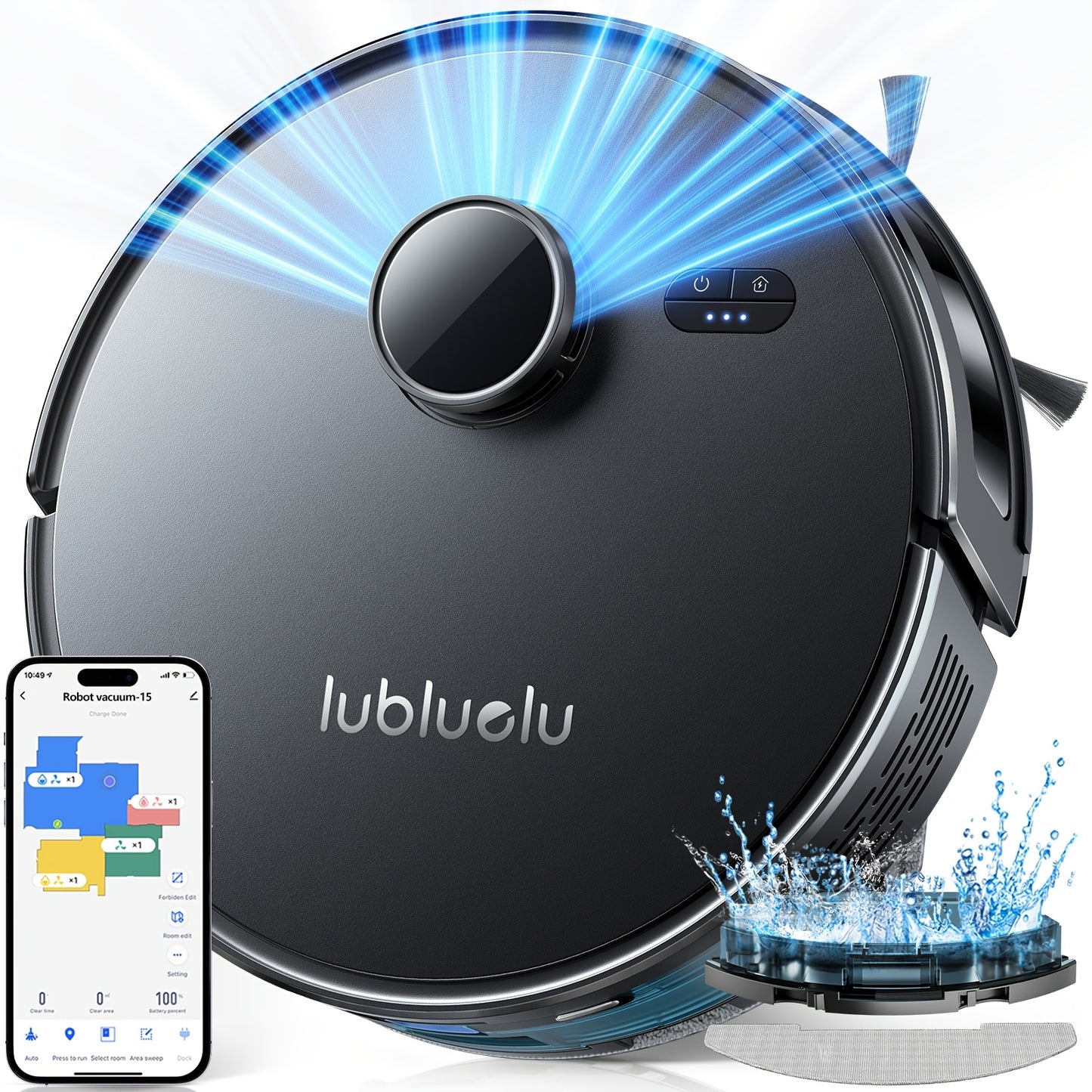 Nutshell lubluelu robot vacuum and mop combo with smartphone app and water cleaning system
