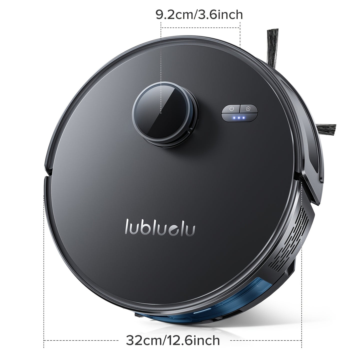 Nutshell robot vacuum and mop combo in black with compact design and dual side brushes