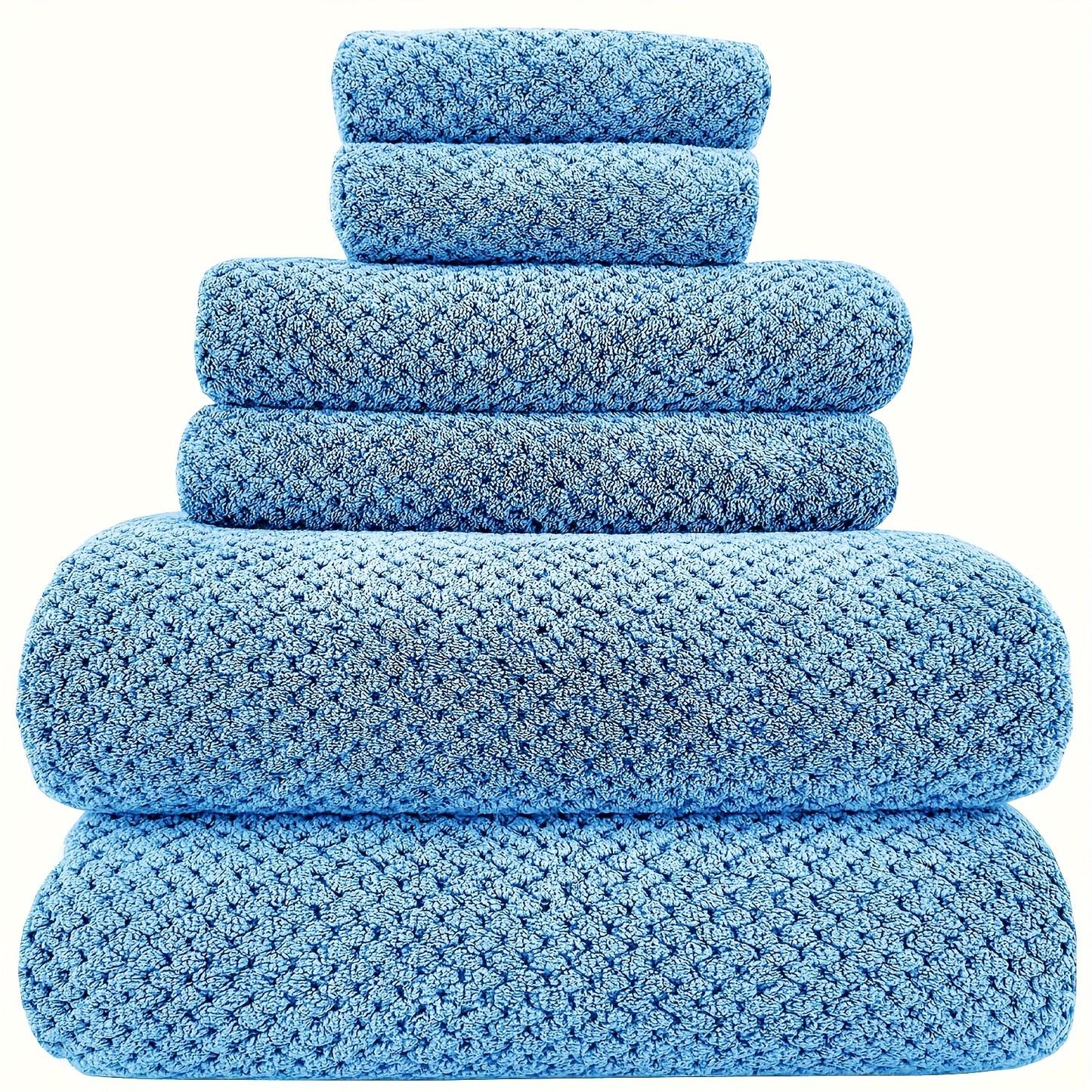 Nutshell luxury bath towel set in soft blue, featuring multiple sizes for versatile bathroom use