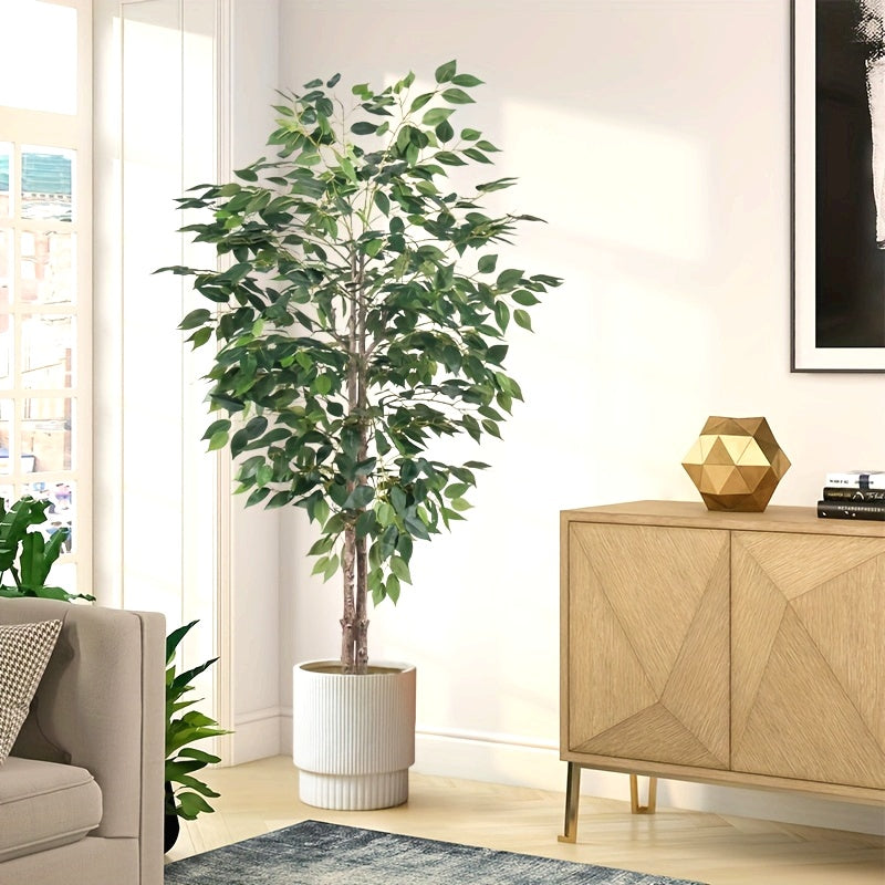 Luxury faux Ficus bonsai tree in a modern pot enhancing a stylish living room decor