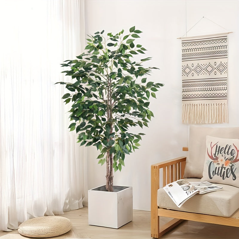Luxury faux Ficus bonsai tree in a stylish white pot for elegant home decor