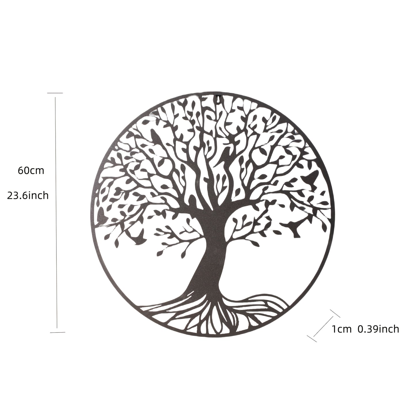 Nutshell Metal Tree of Life Wall Decor in circular design, 60cm tall with intricate tree details