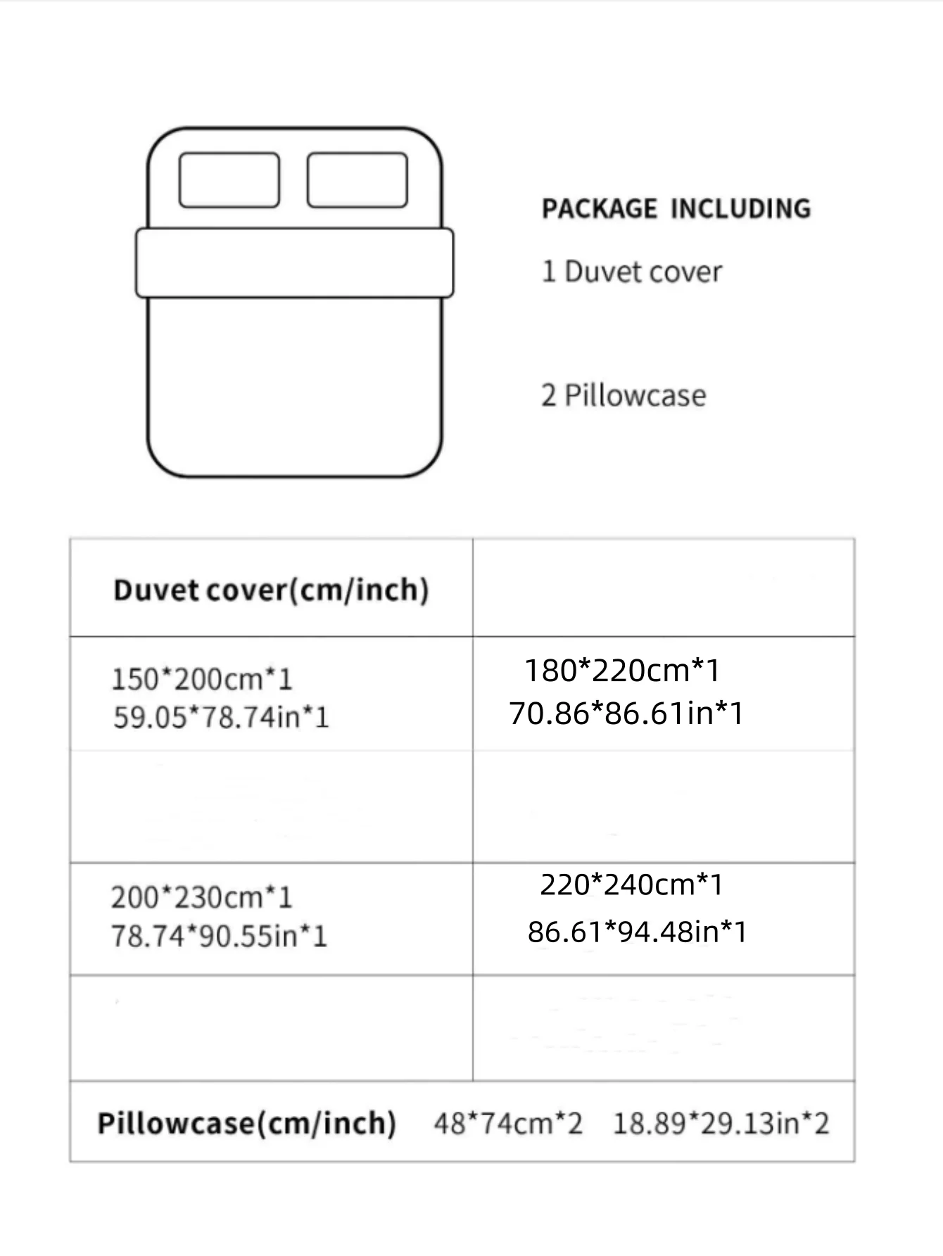 Nutshell duvet cover set packaging with dimensions and contents for modern bedroom decor bed set