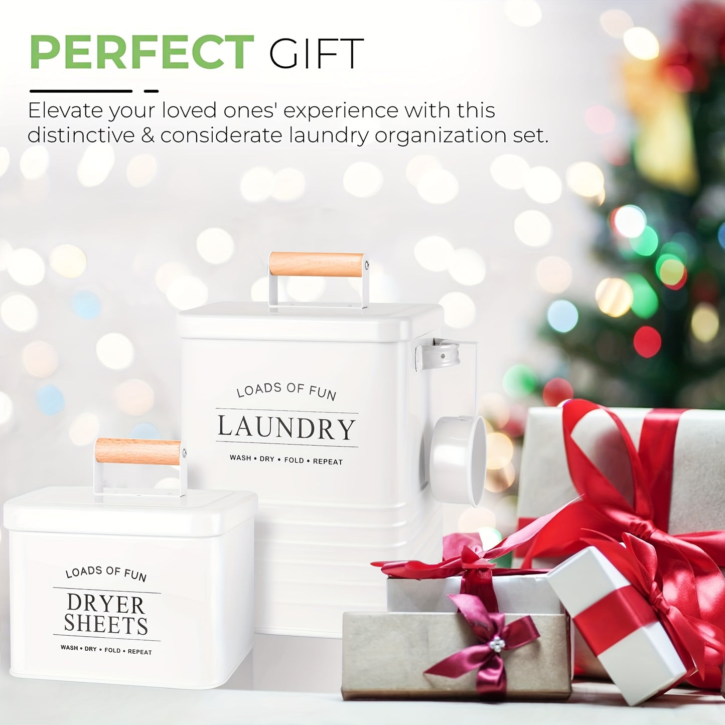 Nutshell modern farmhouse laundry storage set with stylish containers for organized laundry care